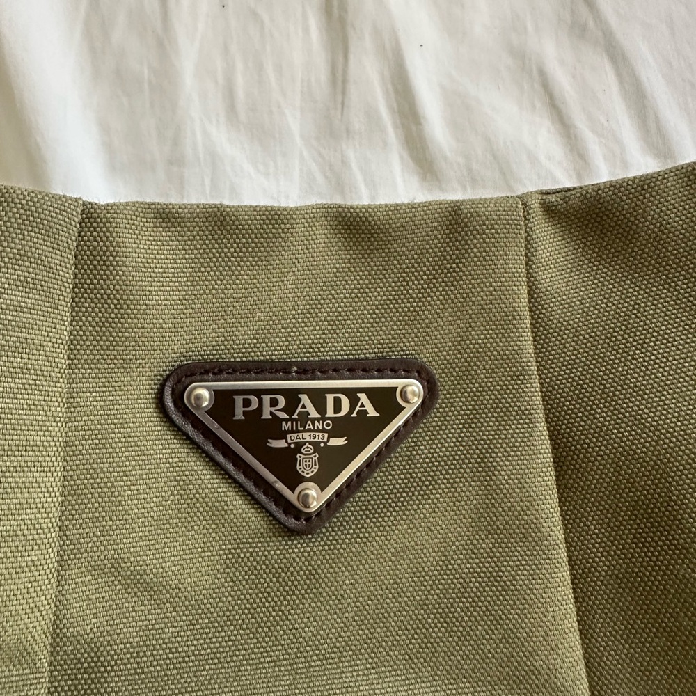 Prada green olive khaki Canvas skirt